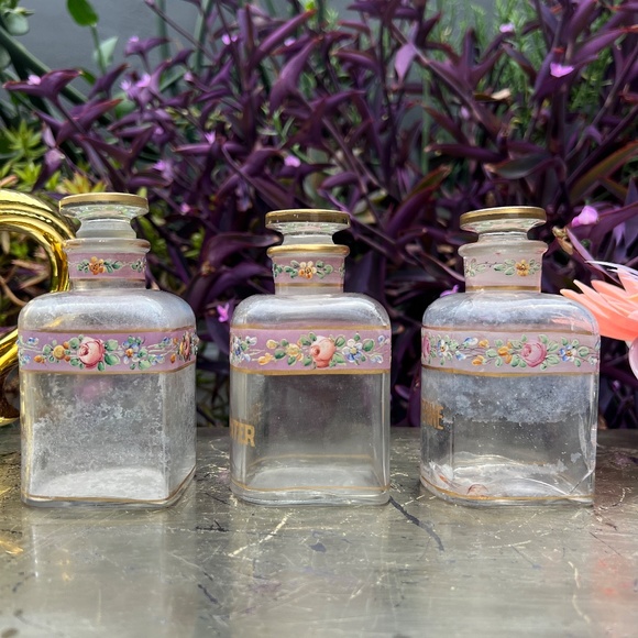 VTG Ammonia, Listerine, and Toilet Water Floral Vanity Bottles - Picture 5 of 12